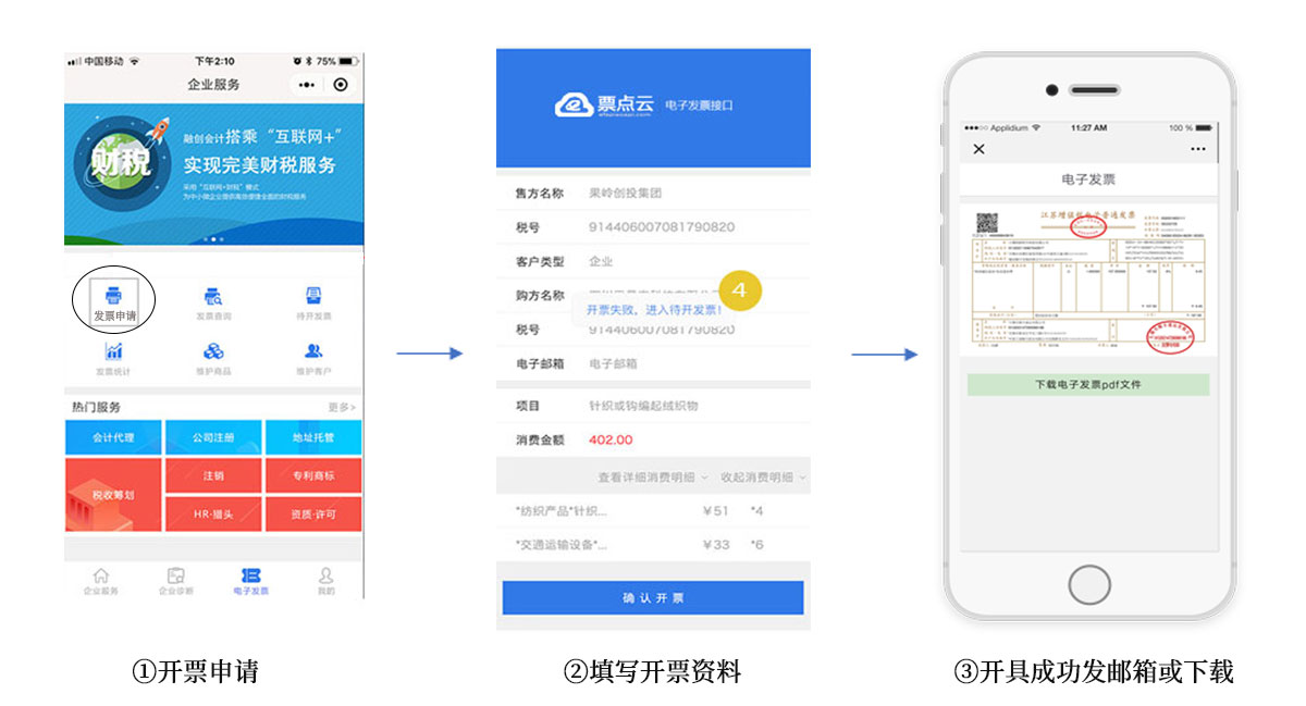 前端申请开票流程